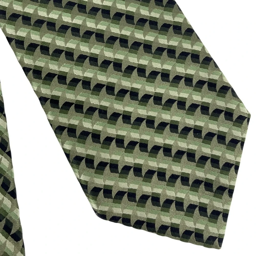 Croft & Barrow Mens Green‎ Geometric Silk 4 x 59
